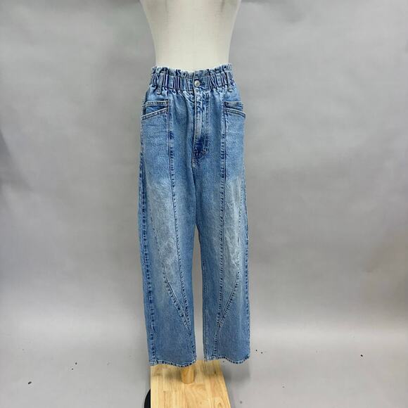 Powell Boyfriend Pull On Jeans Size Medium High Waist Paperbag - Picture 2 of 16